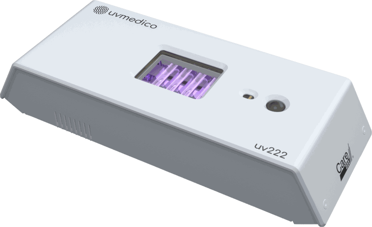 UV222 Standard σε λευκό, με τη λυχνία αναμμένη