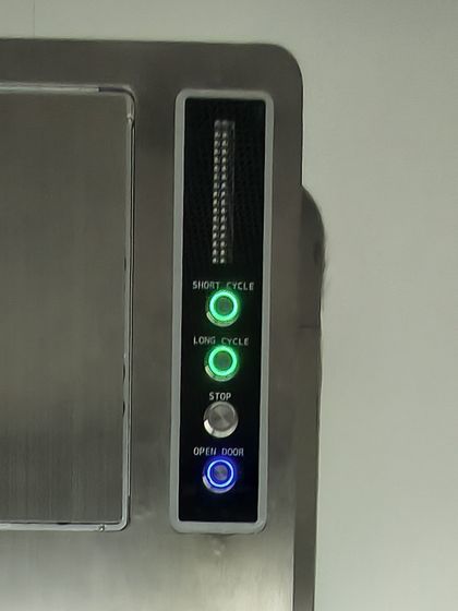 Control panel ready: short cycle and long cycle lit